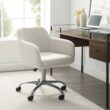 Linon Home Decor Barnes Cream Sherpa Upholstered 17 in. - 21 in. Adjustable Height Office Chair Linon Home Decor Barnes Cream Sherpa Upholstered 17 in. - 21 in. Adjustable Height Office Chair
