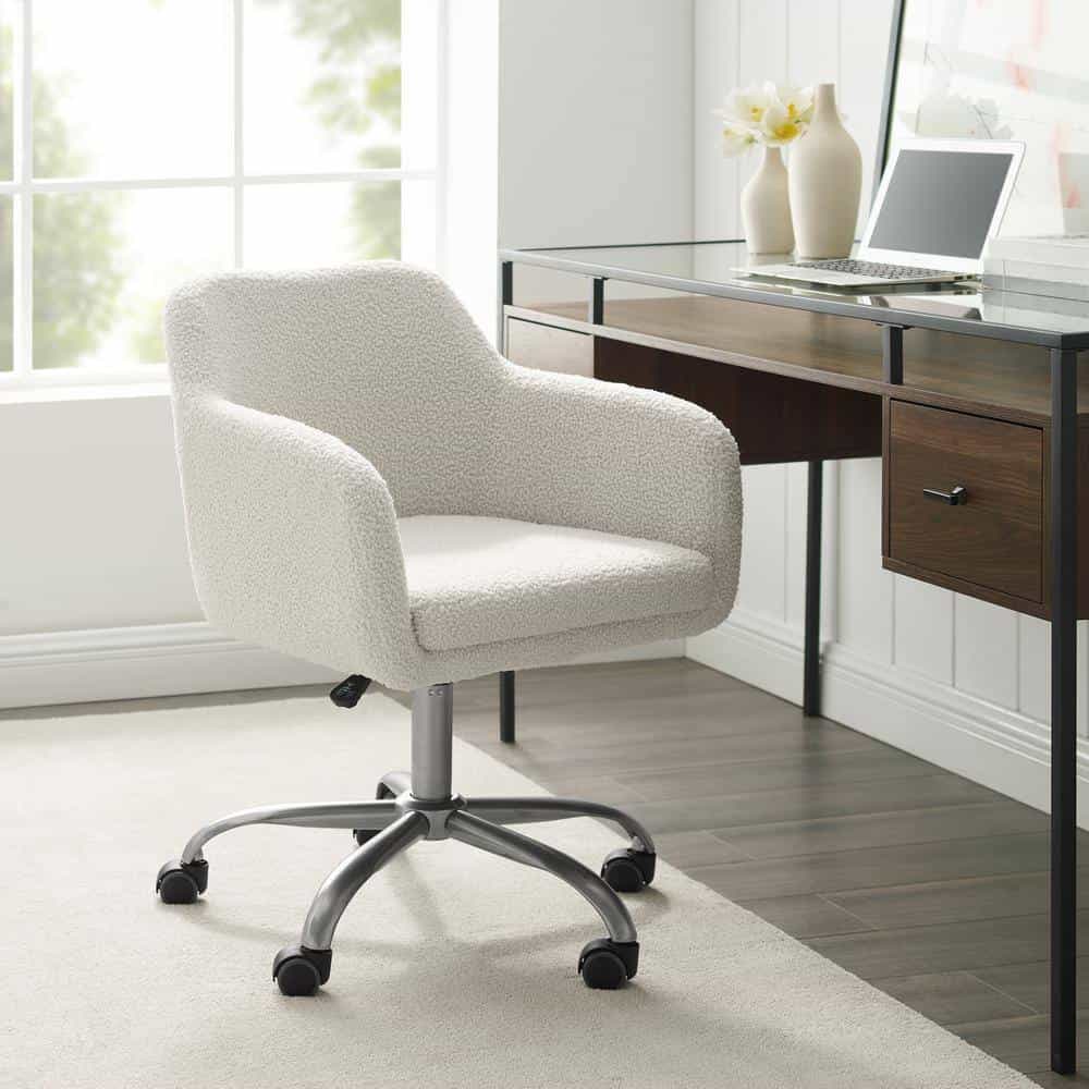 Linon Home Decor Barnes Cream Sherpa Upholstered 17 in. - 21 in. Adjustable Height Office Chair Linon Home Decor Barnes Cream Sherpa Upholstered 17 in. - 21 in. Adjustable Height Office Chair - Image 6
