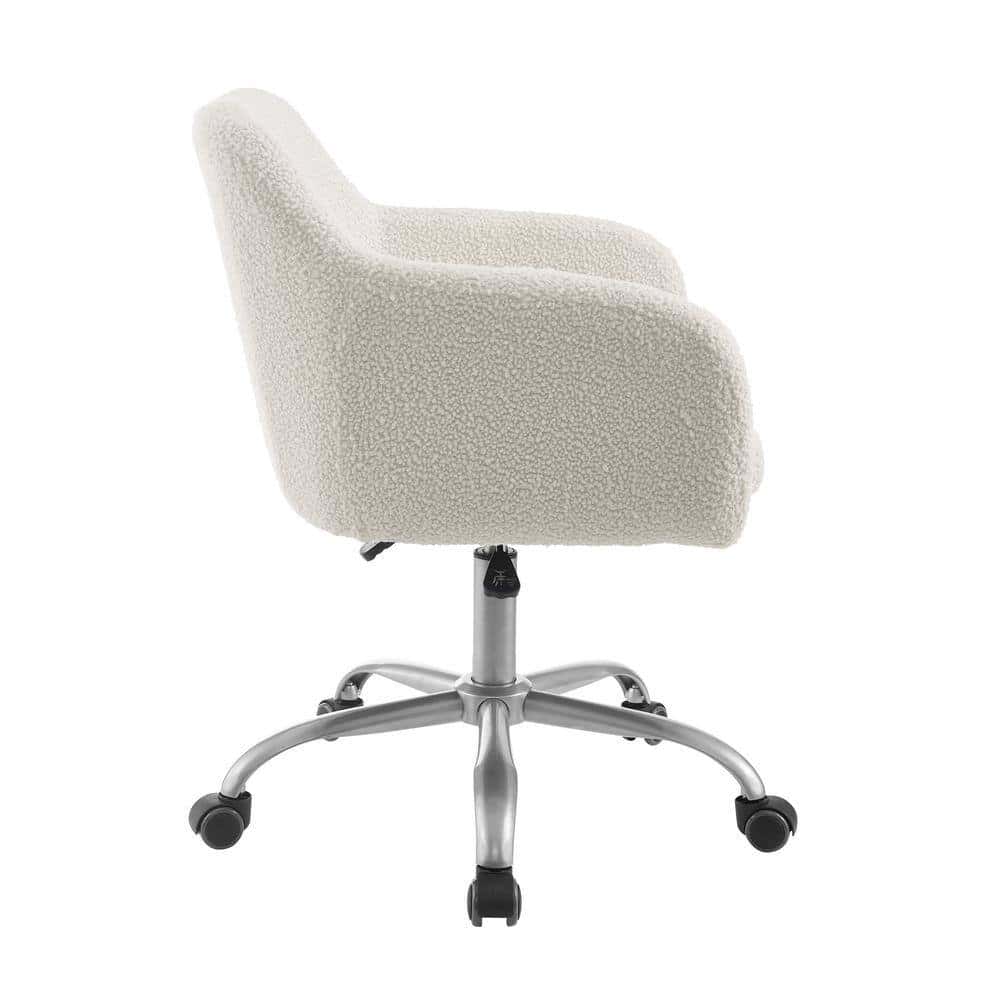 Linon Home Decor Barnes Cream Sherpa Upholstered 17 in. - 21 in. Adjustable Height Office Chair Linon Home Decor Barnes Cream Sherpa Upholstered 17 in. - 21 in. Adjustable Height Office Chair - Image 2