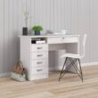 Tvilum 43 in. Rectangular White 5 Drawer Writing Desk with Locking Feature
