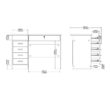 Tvilum 43 in. Rectangular White 5 Drawer Writing Desk with Locking Feature
