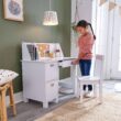 KidKraft Children's Wooden Study Desk with Chair, White KidKraft Children's Wooden Study Desk with Chair, White