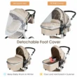Costway Folding Aluminum Infant Bassinet Reversible Baby Stroller W/ Diaper Bag Beige