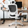 Ergonomic Office Chair, Coolhut Breathable Mesh Desk Chair with Headrest and Flip-up Arms (White)