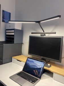 Pzloz Led Desk Lamp for Office Home - Eye Caring Architect lamp with Clamp