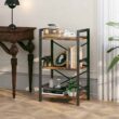 Homeiju Bookshelf, 3 Tier Industrial Bookcase, Metal Small Bookcase