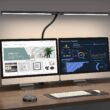 Pzloz Led Desk Lamp for Office Home - Eye Caring Architect lamp with Clamp