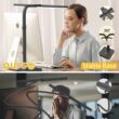 AKRRYR LED Desk Lamp for Home Office, Double Head 24W Desk Lamp with USB Charging Port & Wireless Charger