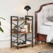 Homeiju Bookshelf, 3 Tier Industrial Bookcase, Metal Small Bookcase