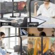 AKRRYR LED Desk Lamp for Home Office, Double Head 24W Desk Lamp with USB Charging Port & Wireless Charger