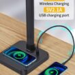 AKRRYR LED Desk Lamp for Home Office, Double Head 24W Desk Lamp with USB Charging Port & Wireless Charger