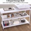 TribeSigns Modern L-Shaped Desk with Storage Shelves (White)