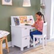KidKraft Children's Wooden Study Desk with Chair, White KidKraft Children's Wooden Study Desk with Chair, White