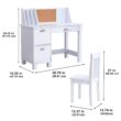 KidKraft Children's Wooden Study Desk with Chair, White KidKraft Children's Wooden Study Desk with Chair, White