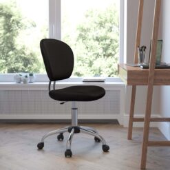 Flash Furniture Mid-Back Black Mesh Padded Swivel Task Office Chair with Chrome Base