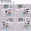 TribeSigns Modern L-Shaped Desk with Storage Shelves (White)