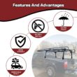 Kojem Universal Kayak Lumber Rack 1000 LBS Adjustable Truck Bed Rack Contractors Ladder Pickup Side Bar Long Cab Over-Cab