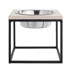 Sam's Pets Dan Wood and Stainless Steel Elevated Pet Bowl, 7 Cups