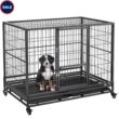 Topeakmart Black Dog Crate with Wire Litter Pans, 42.9