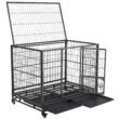 Topeakmart Black Dog Crate with Wire Litter Pans, 42.9" L X 28.5" W X 34.8" H