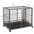 Topeakmart Black Dog Crate with Wire Litter Pans, 42.9" L X 28.5" W X 34.8" H
