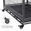 Topeakmart Black Dog Crate with Wire Litter Pans, 42.9" L X 28.5" W X 34.8" H