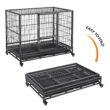 Topeakmart Black Dog Crate with Wire Litter Pans, 42.9" L X 28.5" W X 34.8" H