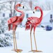 Kircust Flamingo Garden Statues and Sculptures, Metal Birds Yard Art Outdoor Statue (2-Pack)