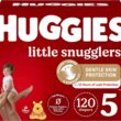 Huggies Size 5 Diapers, Little Snugglers Baby Diapers, Size 5 (27+ lbs), 120 Count