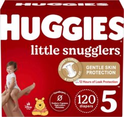 Huggies Size 5 Diapers, Little Snugglers Baby Diapers, Size 5 (27+ lbs), 120 Count