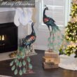 Chisheen Garden Decor Outdoor Statues, Metal Peacock Decor, Set of 2