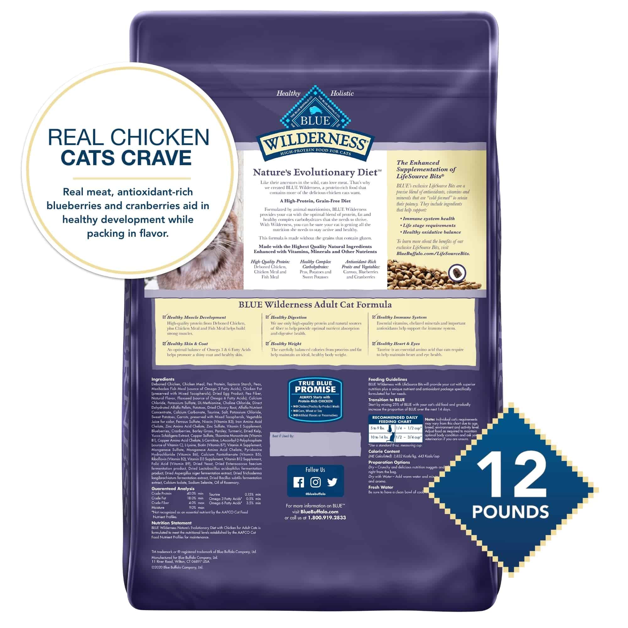 Blue Buffalo Blue Wilderness Natural Adult High Protein Chicken Dry Cat Food, 12 lbs. Blue Buffalo Blue Wilderness Natural Adult High Protein Chicken Dry Cat Food, 12 lbs. - Image 10