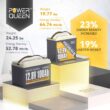 Power Queen 12V 100Ah Mini LiFePO4 Lithium Battery Deep Cycle 1280Wh BMS for Camper Boat Marine