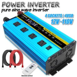 LVYUAN 3000 Watts Pure Sine Wave Power Inverter DC 12V to AC 110V 120V Converter 4USB 4AC LCD Remote Control