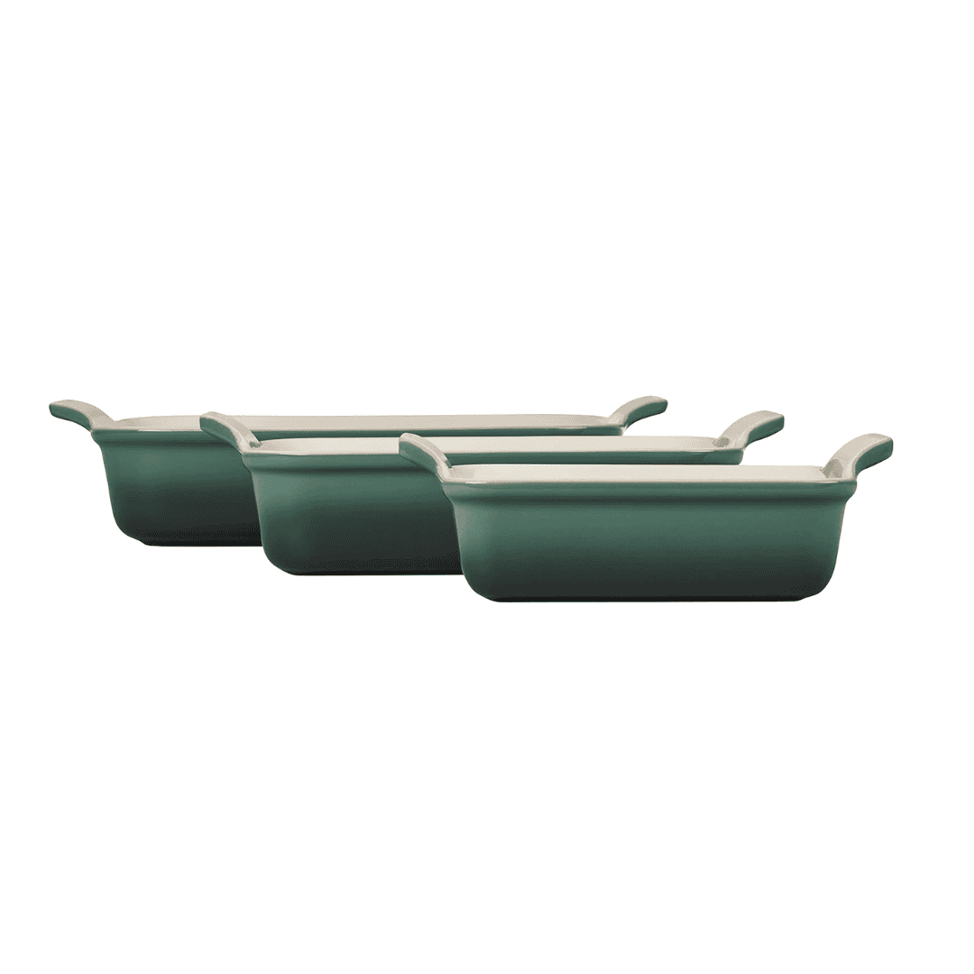 Le Creuset Heritage Open Rectangular Dishes, Set of 3 - Artichaut Le Creuset Heritage Open Rectangular Dishes, Set of 3 - Artichaut - Image 2
