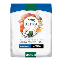 NUTRO ULTRA Adult Large Breed High Protein Natural Dry Dog Food with a Trio of Proteins from Chicken Lamb and Salmon, 30 lb. Bag