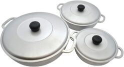 IMUSA USA Traditional Colombian Natural Caldero 3-Piece(1.5/3.5/7.0 Quart) Dutch Oven Set, Silver, Small - 1