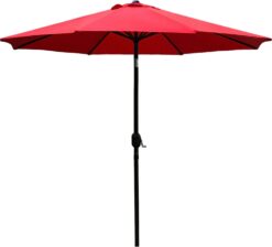 Sunnyglade 9' Patio Umbrella Outdoor Table Umbrella with 8 Sturdy Ribs (Red) - 1