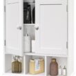 TaoHFE Bathroom Wall Cabinet with 2 Door Adjustable Shelves,Over The Toilet Storage White Wall Mounted Medicine Cabinets for Bathroom Laundry Room Kitchen - 1