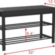 Finnhomy Entryway Shoe Rack with Cushioned Seat, Shoe Bench for Entry, 2 Shelves Storage Bench w/Faux Leather Top Bed Bench, Black - 2