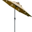 Sunnyglade 9' Solar LED Lighted Patio Umbrella with 8 Ribs/Tilt Adjustment and Crank Lift System (Light Tan) - 1