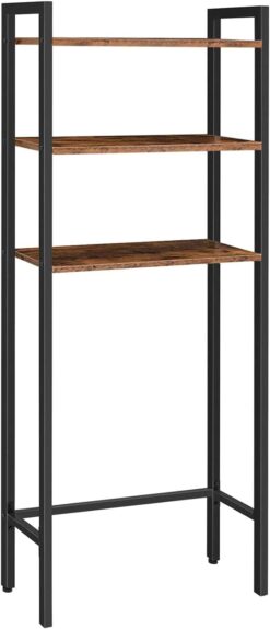 HOOBRO Over The Toilet Storage, 3-Tier Industrial Bathroom Organizer, Shelves with Adjustable Feet, Easy to Assembly, Rustic Brown BF41TS01 - 1