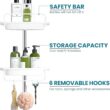 ALLZONE Rustproof Shower Caddy Corner for Bathroom,Bathtub Storage Organizer for Shampoo Accessories,4-Tier Adjustable Shelves with Tension Pole, 56 to 114 Inch, White - 3