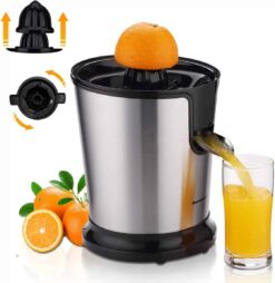 Homeleader Electric Citrus Juicer, Lemon Squeezer with Stainless Steel, Orange Squeezer with Two Cones, Powerful Motor for Grapefruits, Orange and Lemon, Black - 1
