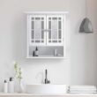 Teamson Home Windsor Wooden Over The Toilet Bathroom Removable Wall Medicine Cabinet, White Teamson Home Windsor Wooden Over The Toilet Bathroom Removable Wall Medicine Cabinet with 1 Fixed and 1 Adjustable Shelf 3 Storage Spaces 2 Glass Mosaic Panel Doors and Chrome-Finished Knobs, White - 2