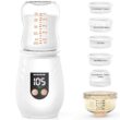 Baby Bottle Warmer for Breastmilk with 5 Adapters, Quick Heating Portable Bottle Warmer Rechargeable Travel Bottle Warmer with 5-Temperature Real-time Display & Beep Prompts, Baby Brew Bottle Warmer - 1