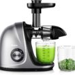 Jocuu Slow Masticating Juicer with Soft/Hard Modes Easy to Clean Quiet Motor & Reverse Function, Cold Press Juicer for Fruit & Vegetable, 90% Juice Yield, with Brush & Recipes (Grey) - 1