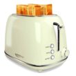Toasters 2 Slice Retro Stainless Steel Toasters with Bagel, Cancel, Defrost Function and 6 Bread Shade Settings Bagel Toaster, Beige