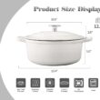 EDGING CASTING Enameled Cast Iron Covered 5.5 Quart Dutch Oven with Dual Handle, White - 3