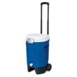Igloo 5 Gallon Wheeled Portable Sports Cooler Water Beverage Dispenser with Flat Seat Lid, Blue